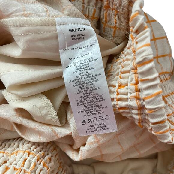 NWT Greylin Large Casual Shorts Beige Orange Print Rayon Cuffed Pockets - Picture 3 of 8